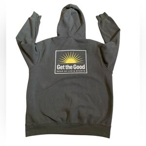 H&M L.O.G.G. "Get the Good" Sun Graphic Hoodie Sweatshirt Gray M